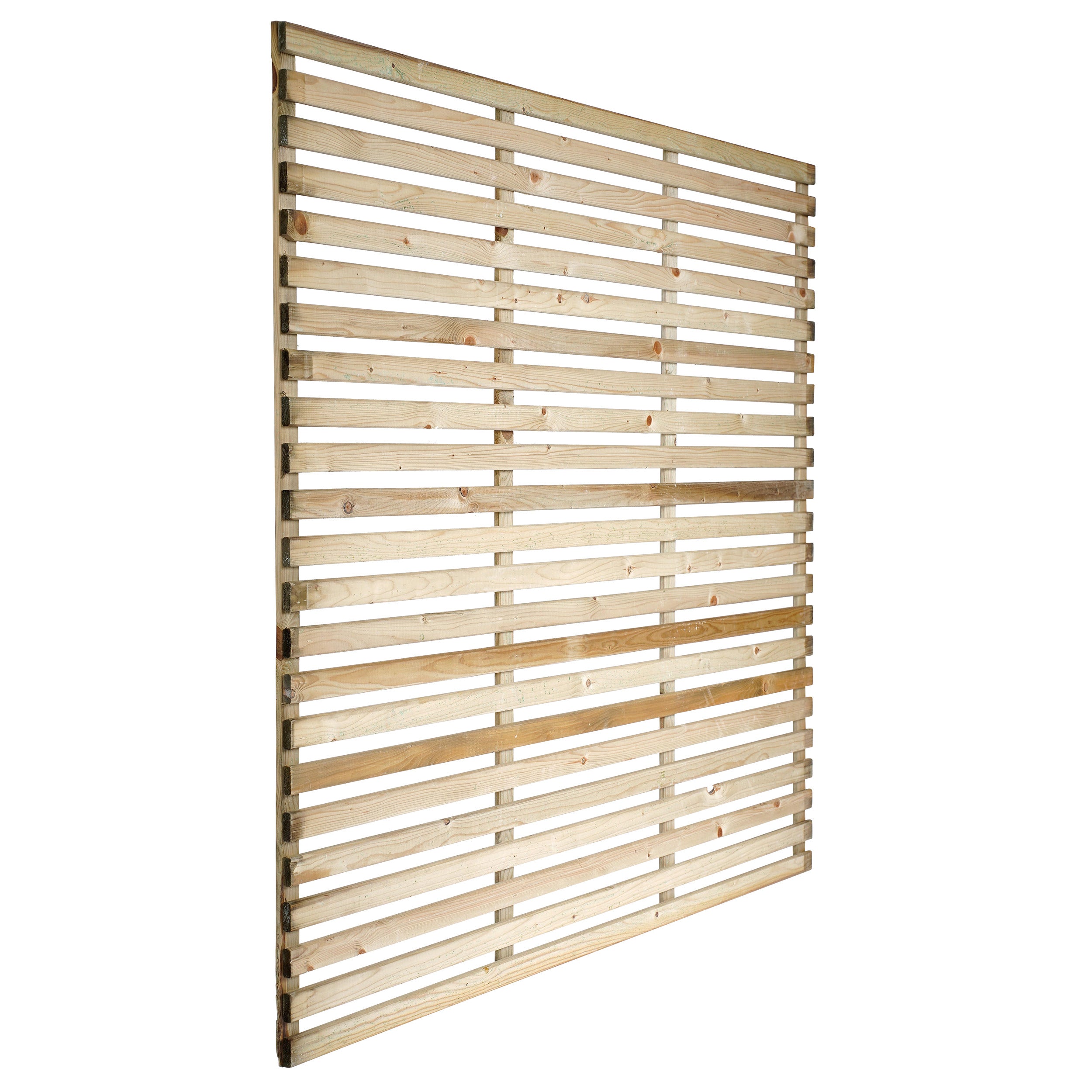 45 degree angle of 6ft x 6ft Single Slatted Fence Panel - Pressure Treated Green