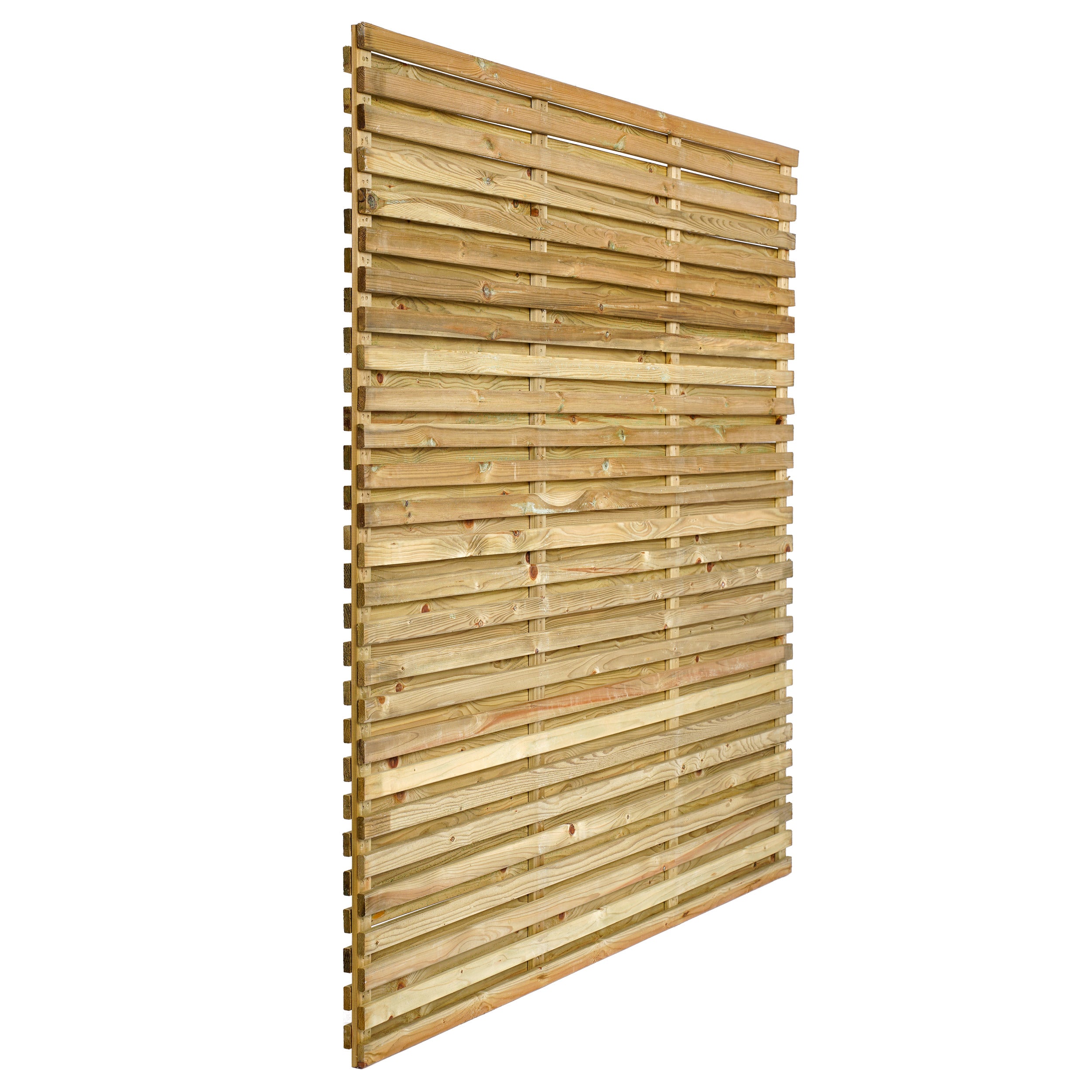 6ft x 6ft Double Slatted Fence Panel - Pressure Treated Green