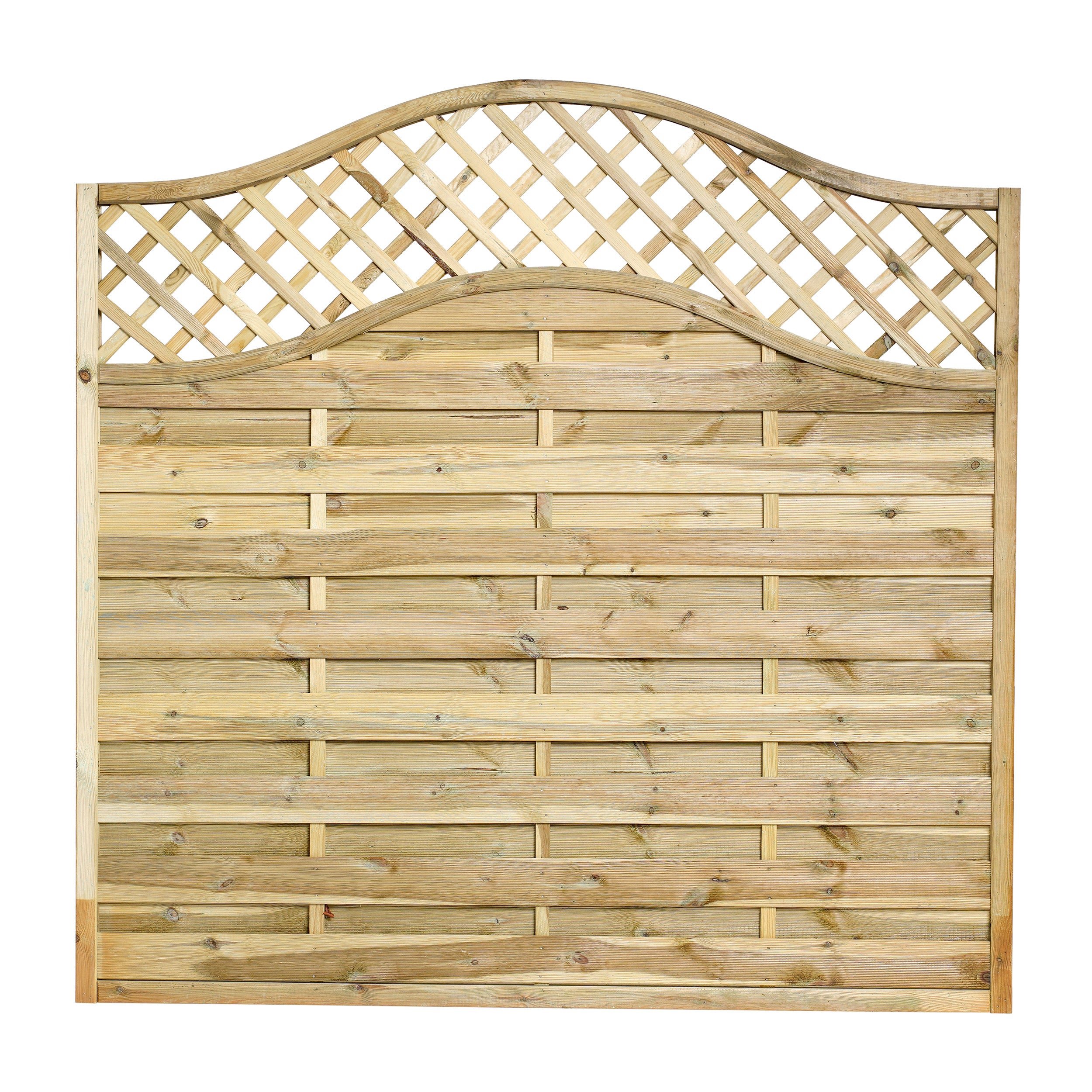 1.82 x 1.6m – 1.8m Omega Lattice Top Fence Panel - Pressure Treated Green
