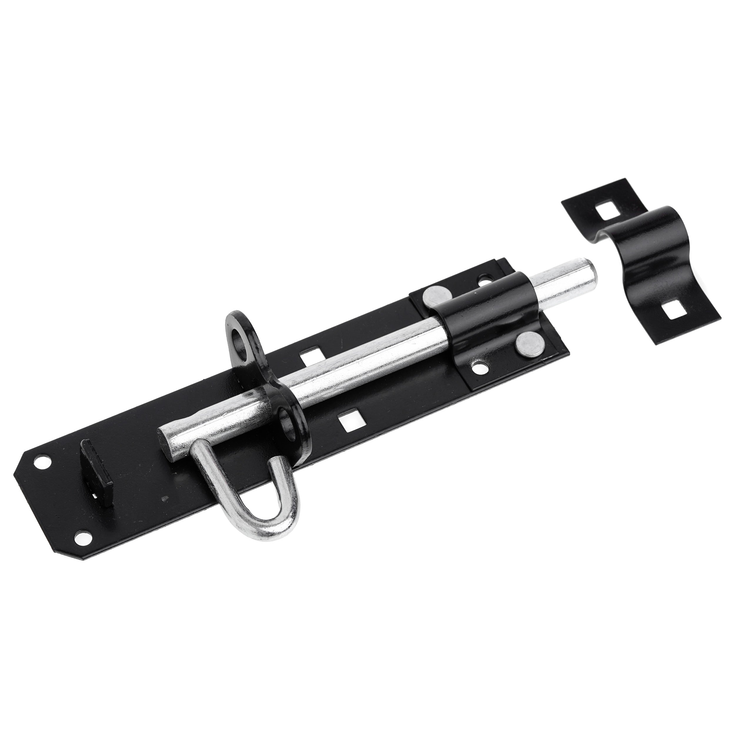 Brenton Bolt two parts latch and bolt, in black housing and silver bolt