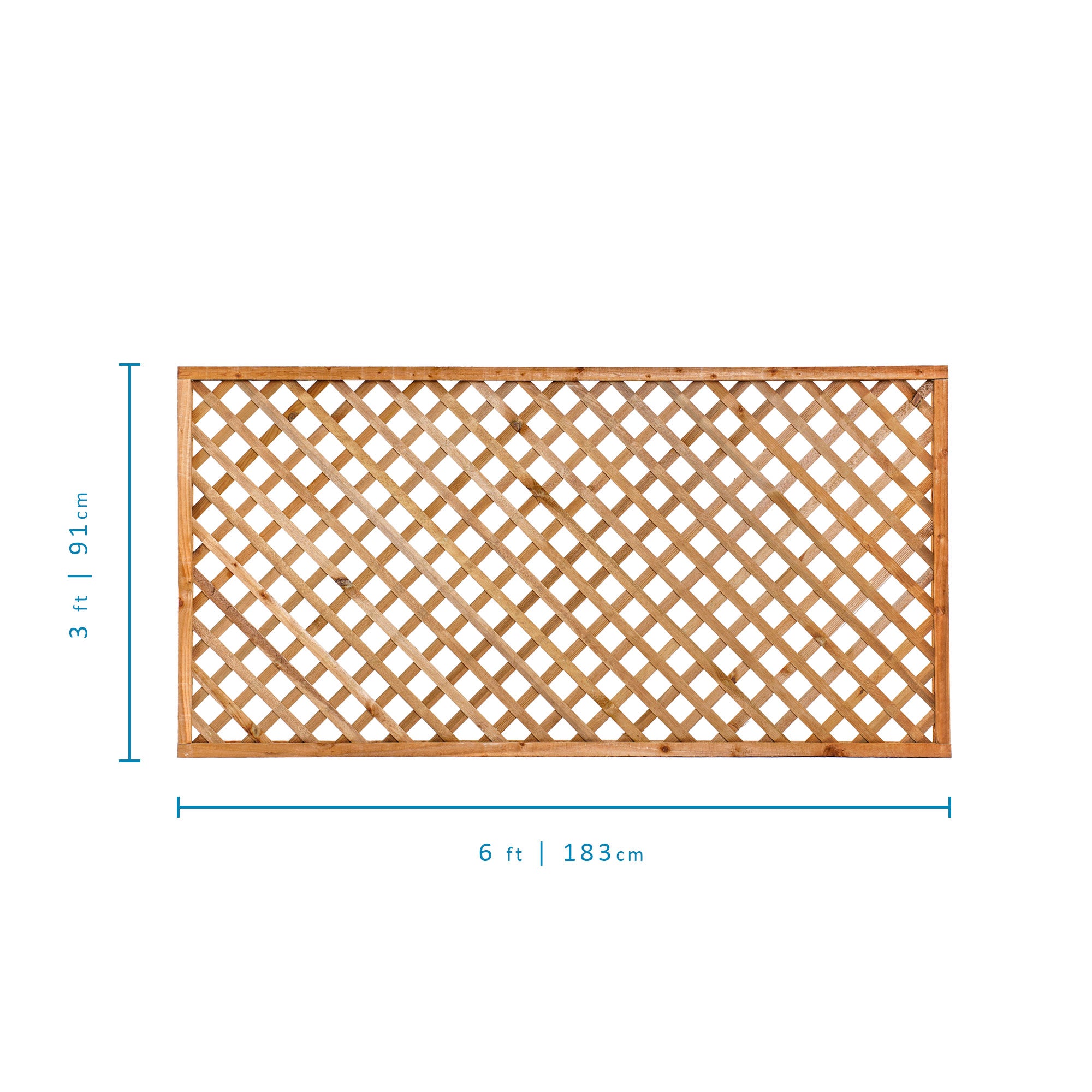 6ft x 3ft measurements of Diamond Lattice Trellis - Pressure Treated Brown