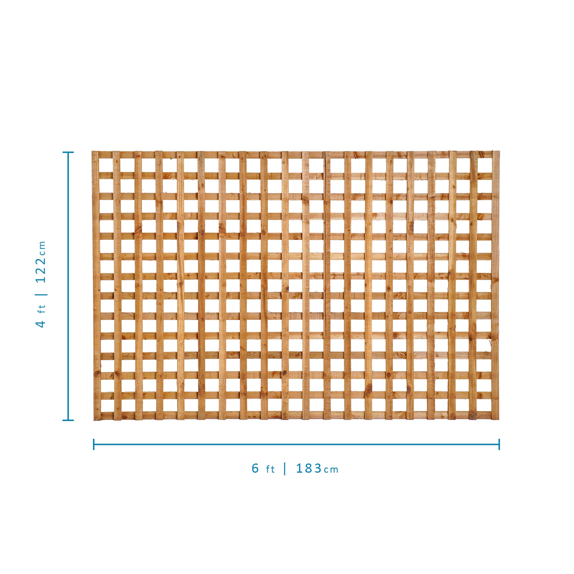 6ft x 4ft Traditional Privacy Square Trellis - Pressure Treated Brown