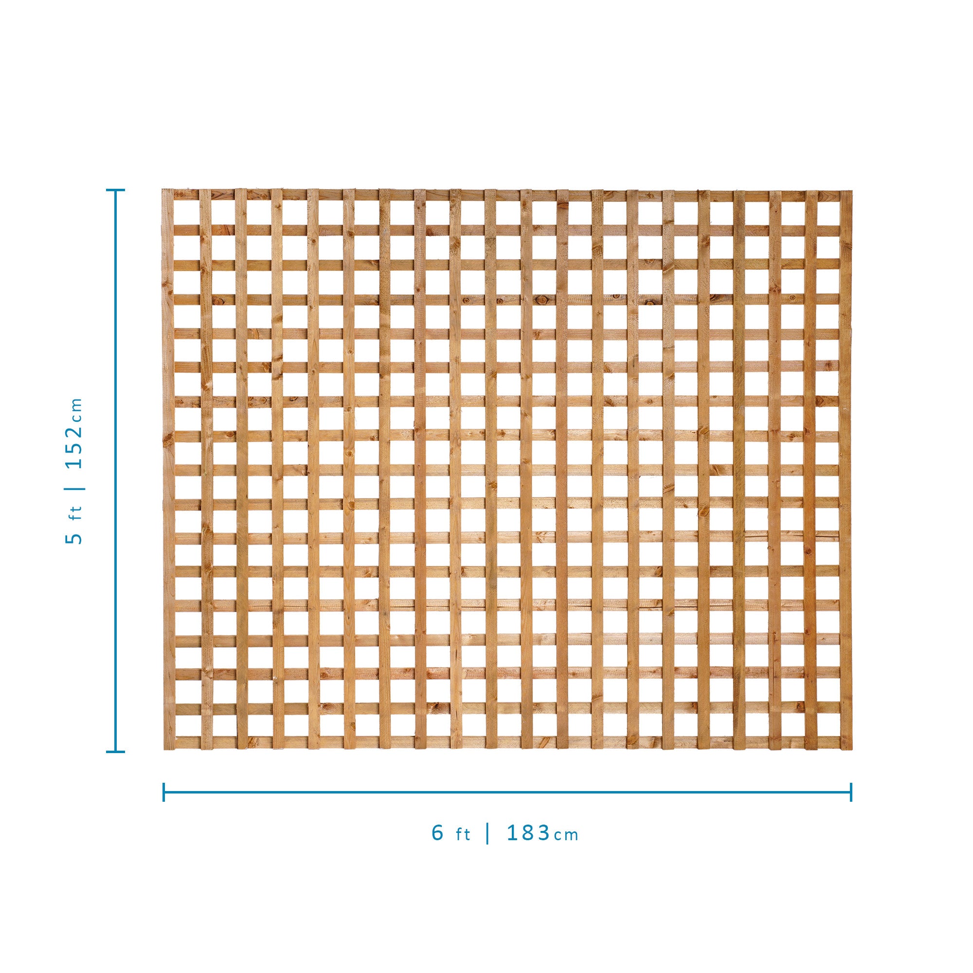 6ft x 5ft Traditional Privacy Square Trellis - Pressure Treated Brown