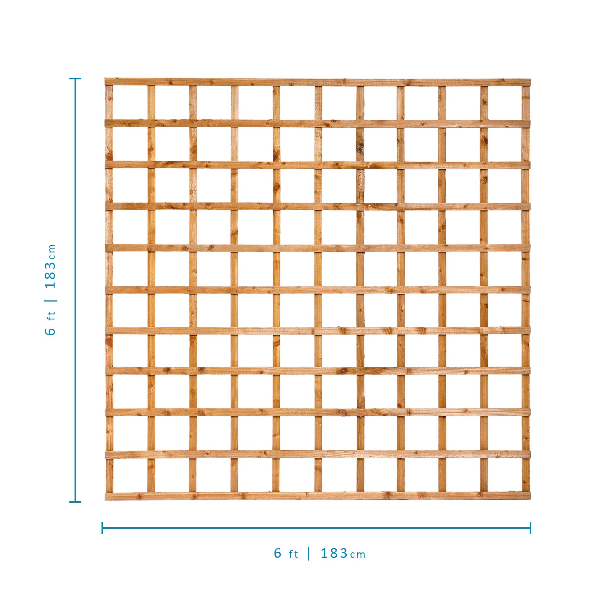 Measurements of 6ft x 6ft Traditional Heavy Square Trellis - Pressure Treated Brown