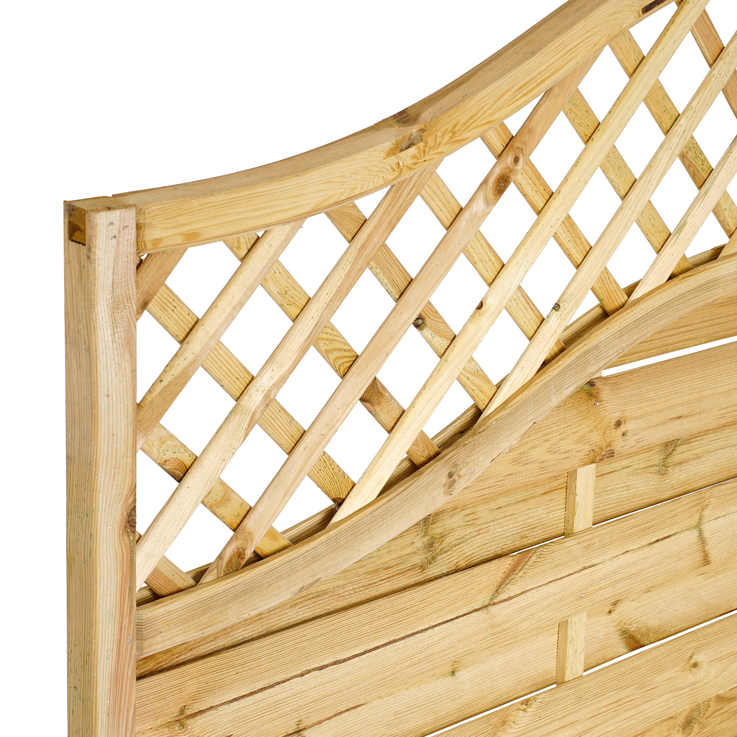 Zoomed in picture of lattice pattern at the top of the Omega Lattice Top Fence Panel - Pressure Treated Green