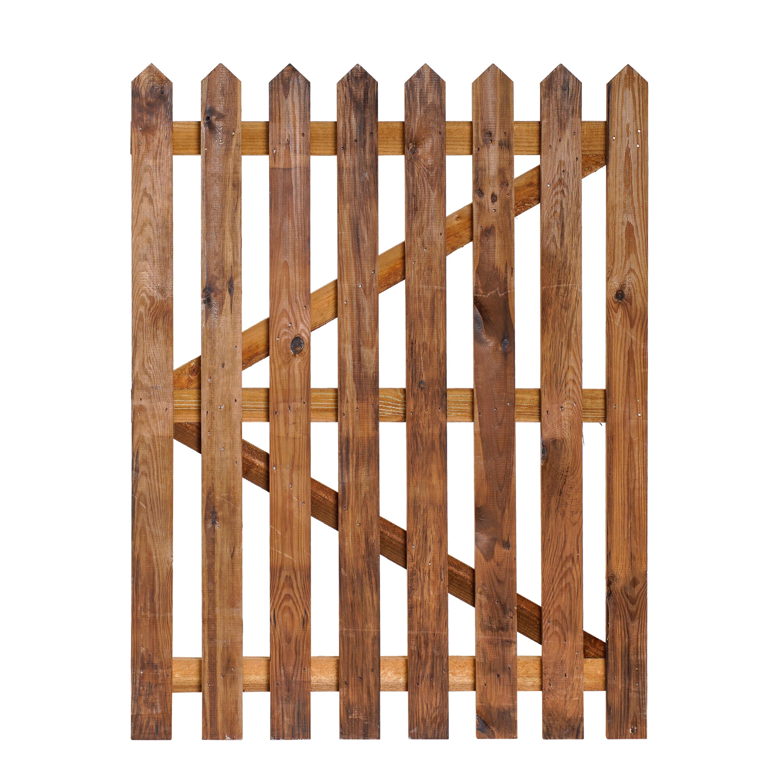 Pointed Picket Front Gate - Pressure Treated Brown