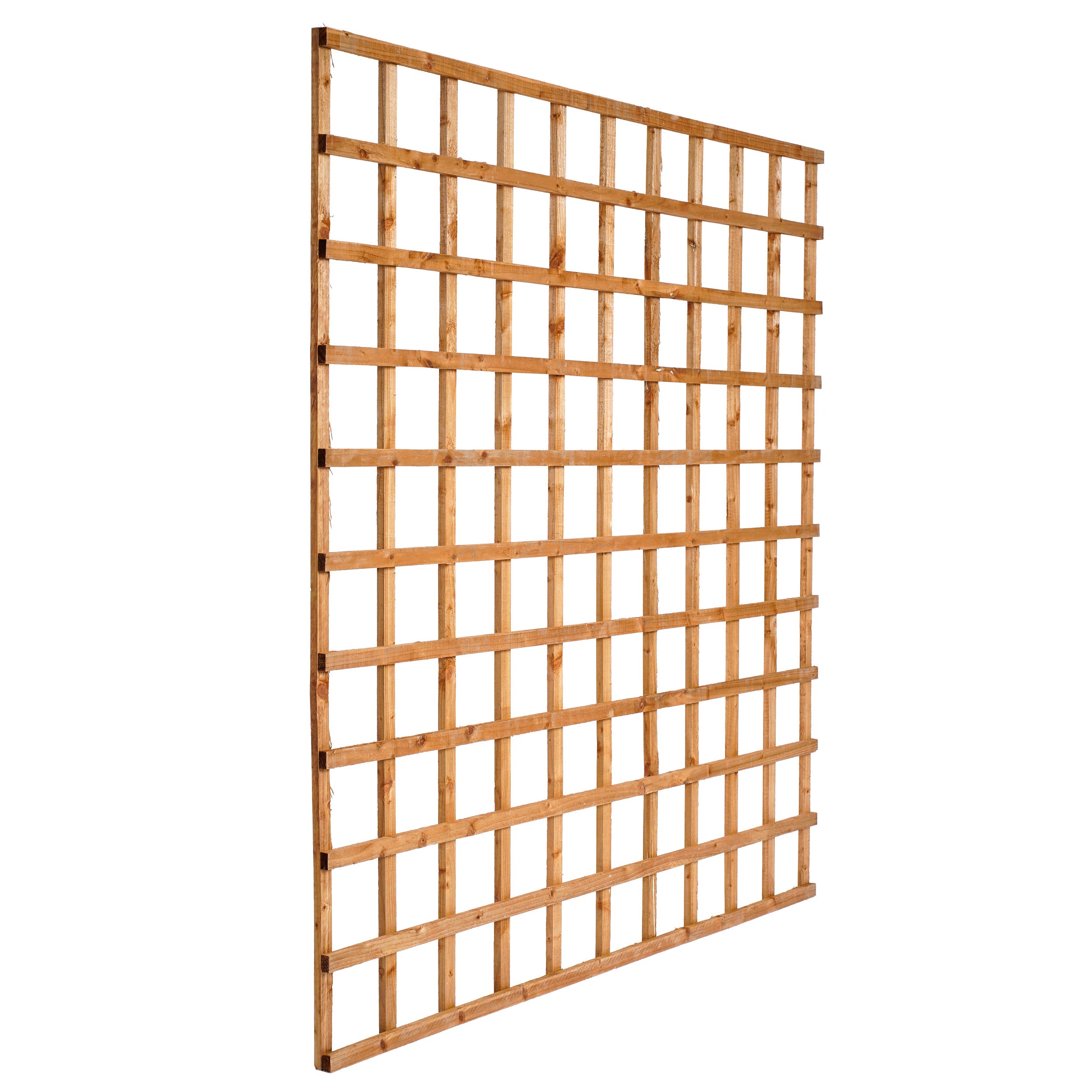 30 degree angle of 6ft x 6ft Traditional Heavy Square Trellis - Pressure Treated Brown
