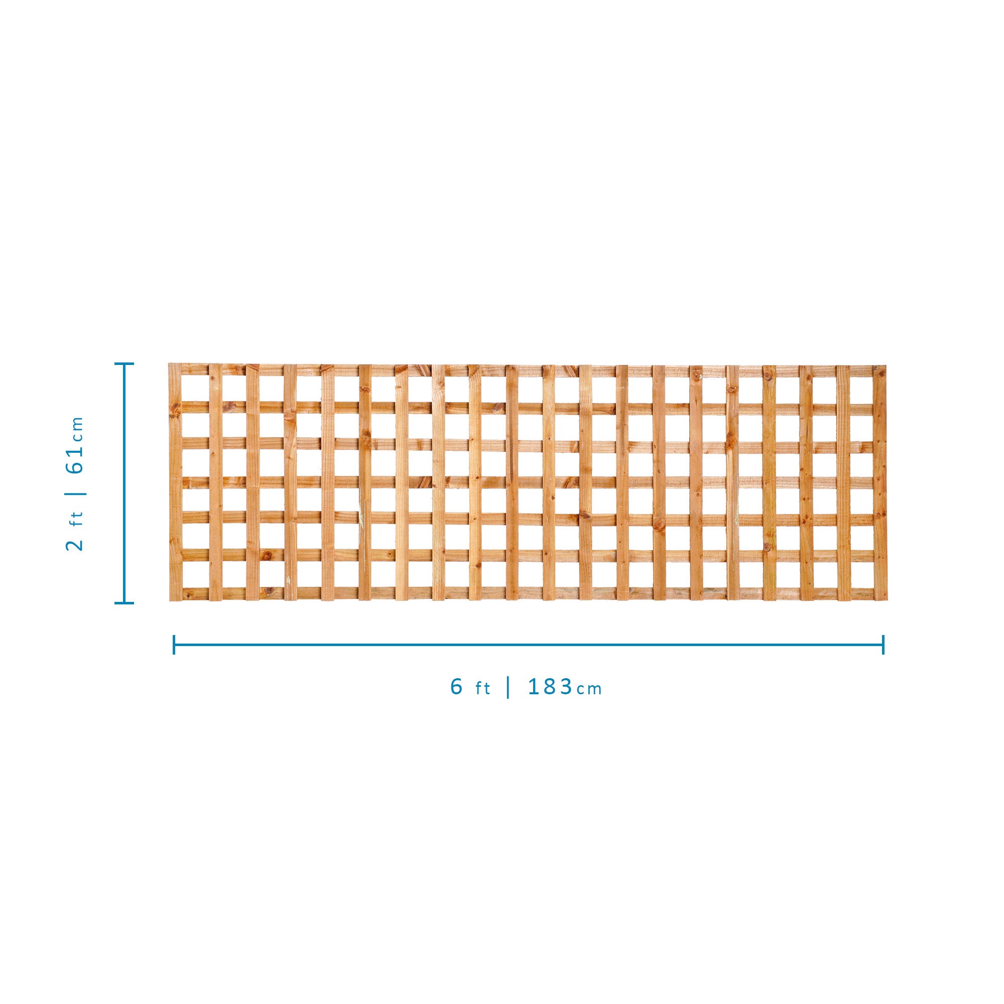 6ft x 2ft Traditional Privacy Square Trellis - Pressure Treated Brown