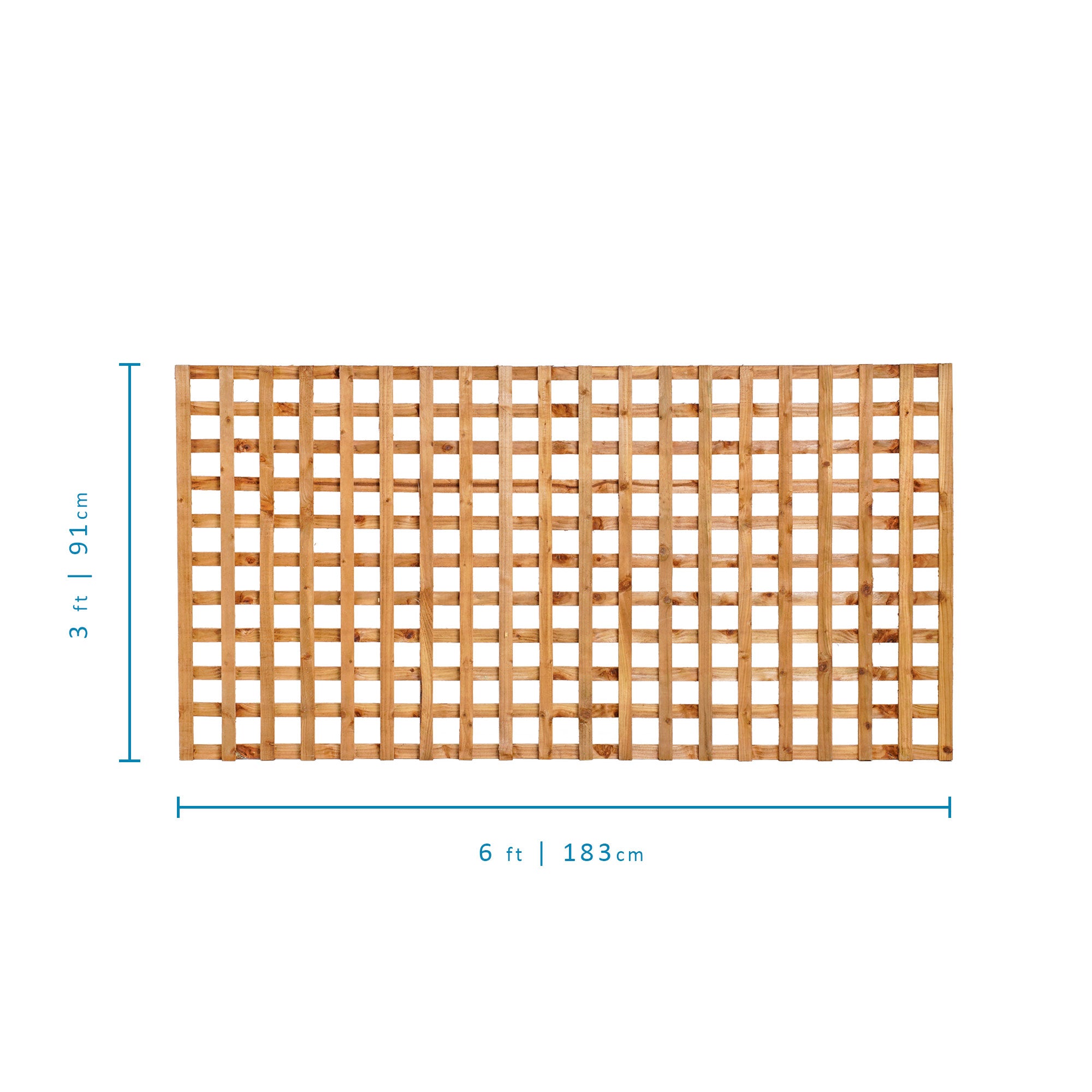 6ft x 3ft Traditional Privacy Square Trellis - Pressure Treated Brown