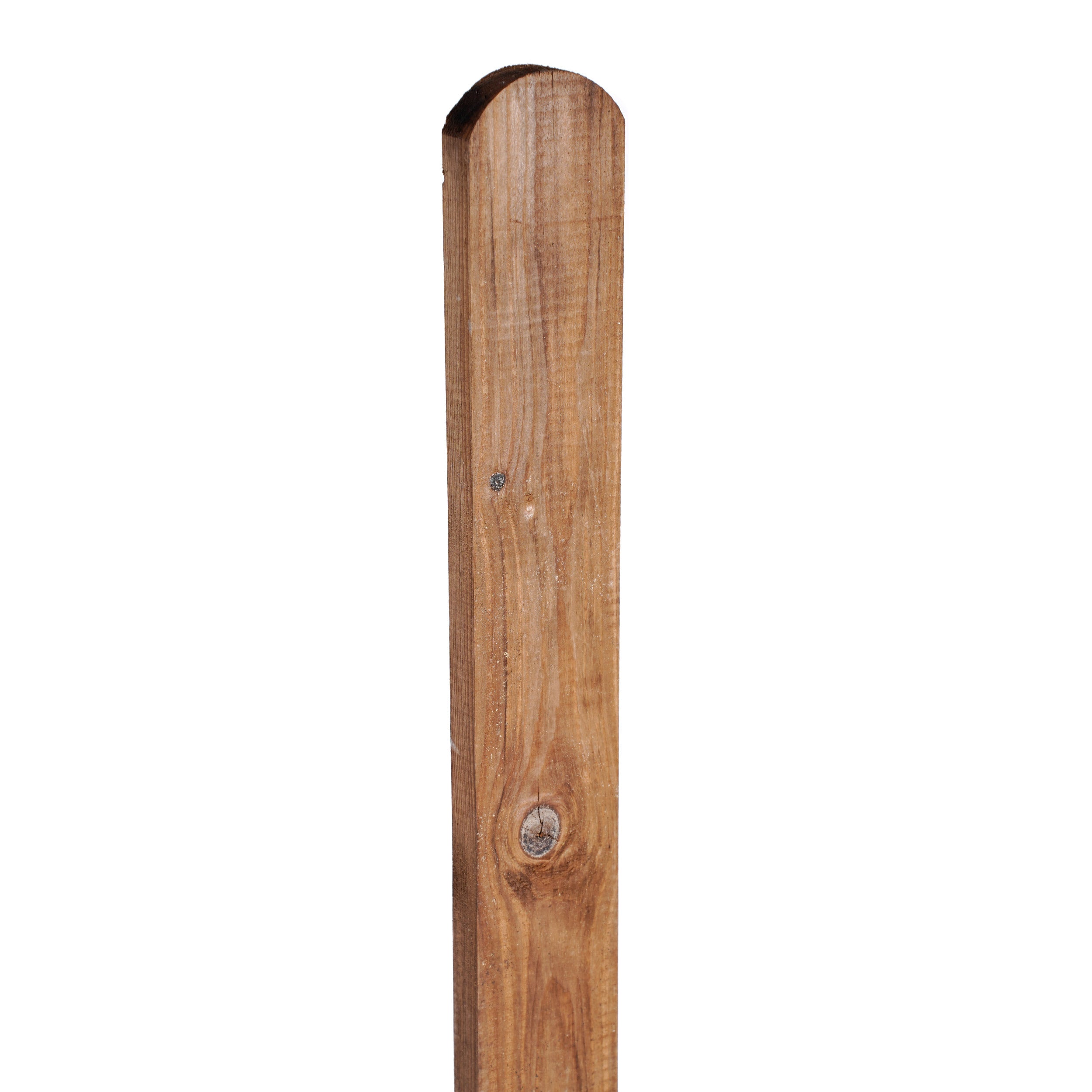 Zoomed in Single Rounded Single Picket Slat - Pressure Treated Brown